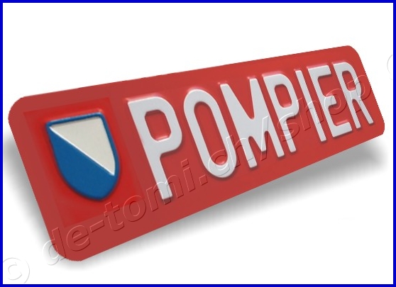 Autoschild vorne Rot 80x300 mm "Text in Farbe mit Wappen"